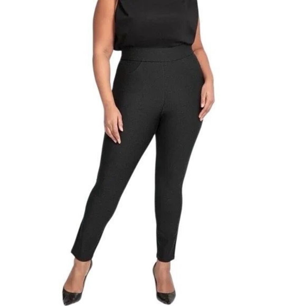 Honeylove EverReady Pull On Smooth Sculpting Tweed Ponte Knit Pant Jet Black 2X